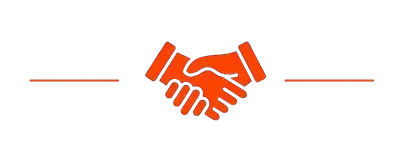 Icono de apretón de manos naranja con líneas.