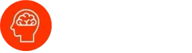 Círculo naranja con un contorno blanco de una cabeza humana que contiene un cerebro.